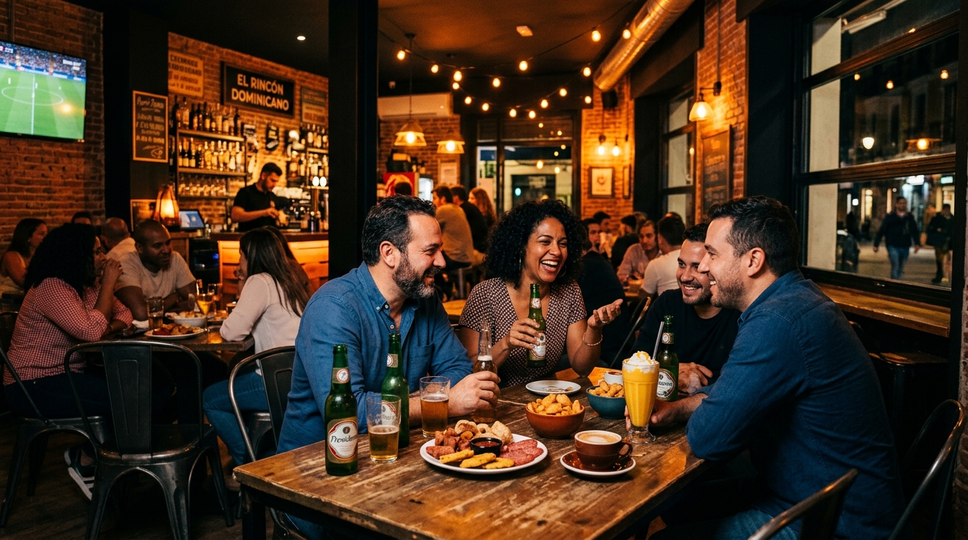 Ambiente cálido de café bar dominicano en Tetuán